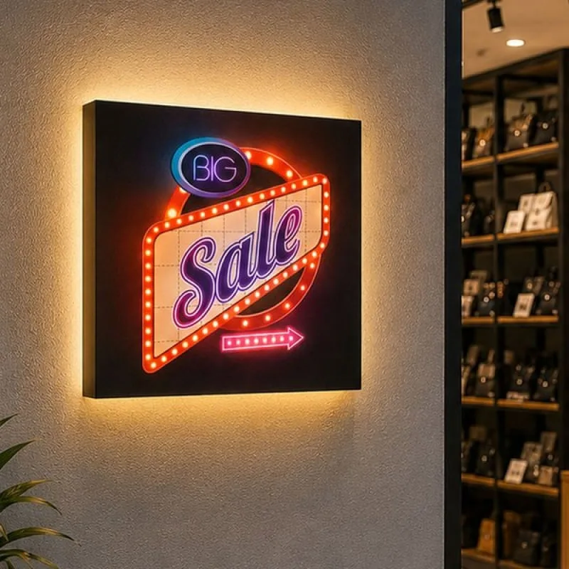 Quadro Decorativo Big Sale Poster Loja Com LED Luminoso 40cm - Genérico - Casa E Construção