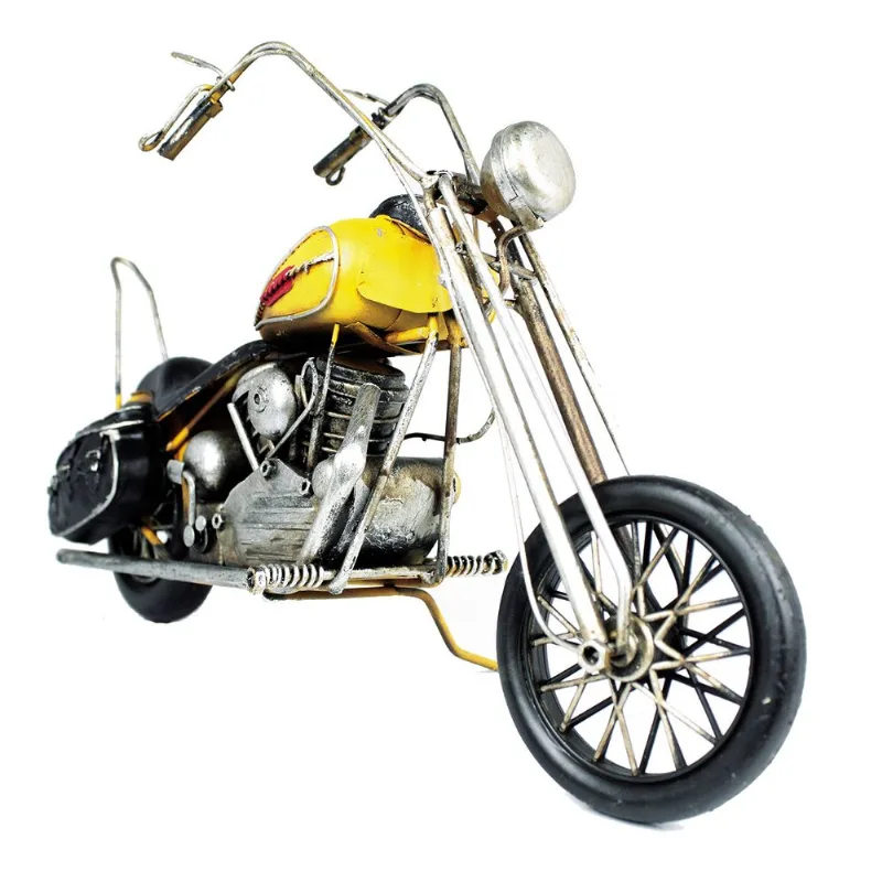 Miniatura Colecionável Moto Customizada Ano 1949 Amarelo Verito