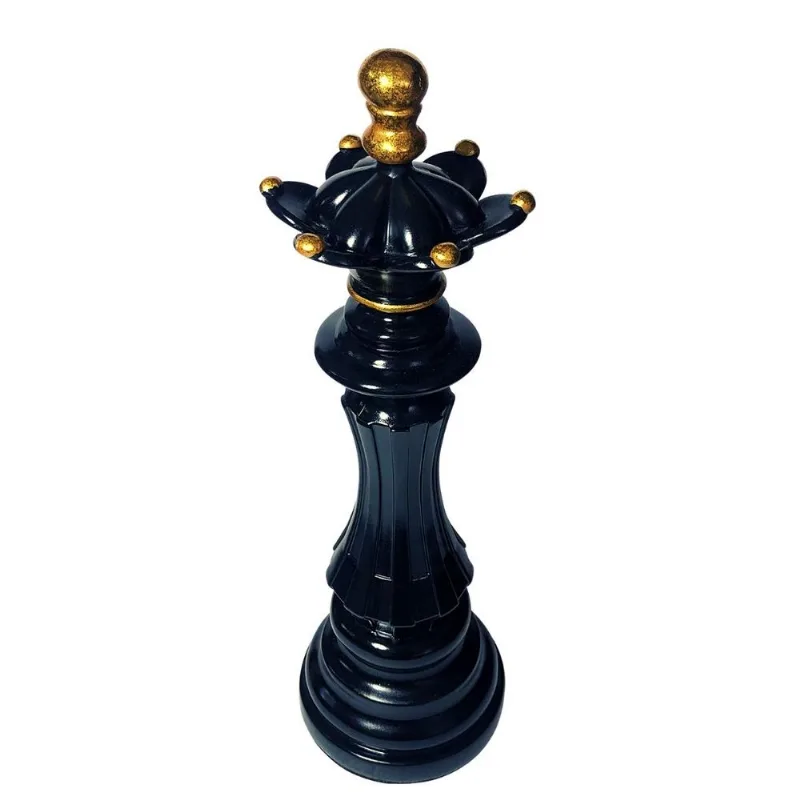 Estátua p/ Decoração Luxo Chess Rainha Preta de Resina Verito