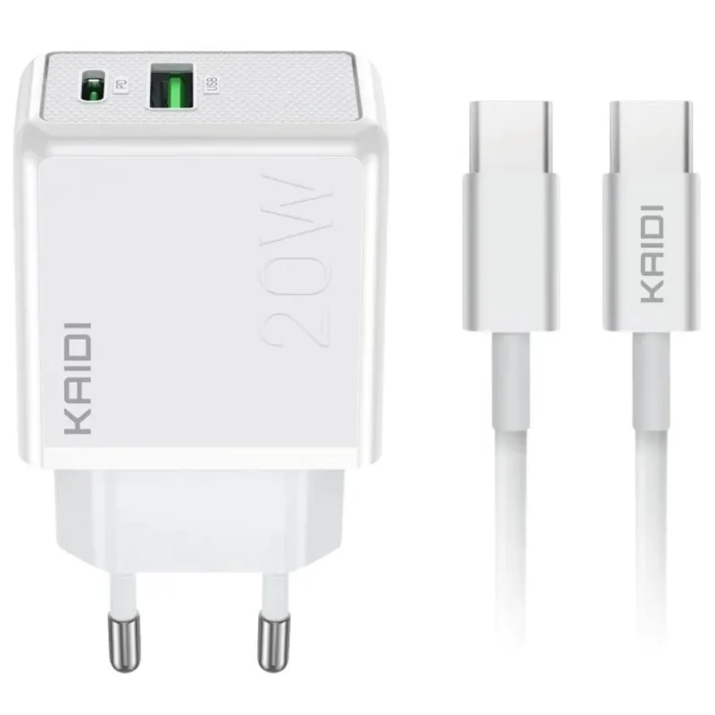 Carregador Usb-c+usb P/ Usb-c 20w Pd Qc Kd-670cc Kaidi