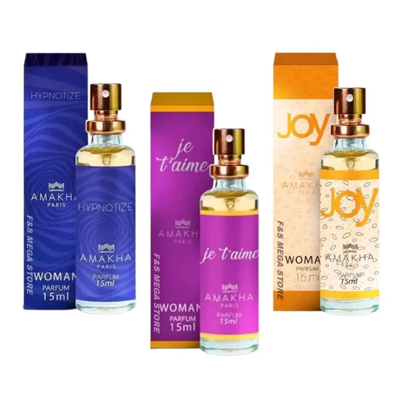 Kit 3 Perfume Feminino Amakha Paris Hypnotize Jetaime Joy