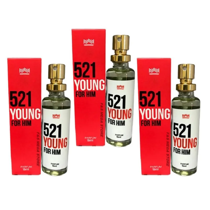 Kit 3 Perfume Masculino 521 Young For Him Amakha Paris 15Ml