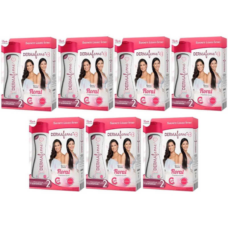 Kit 14x200ml dermafeme sabonete líquido íntimo dermatologicamente testado - floral suave