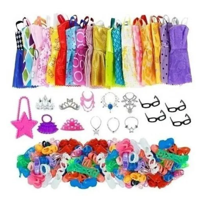 Acessorios Boneca Barbie Sapato Roupinha Joias Kit 35 Peças