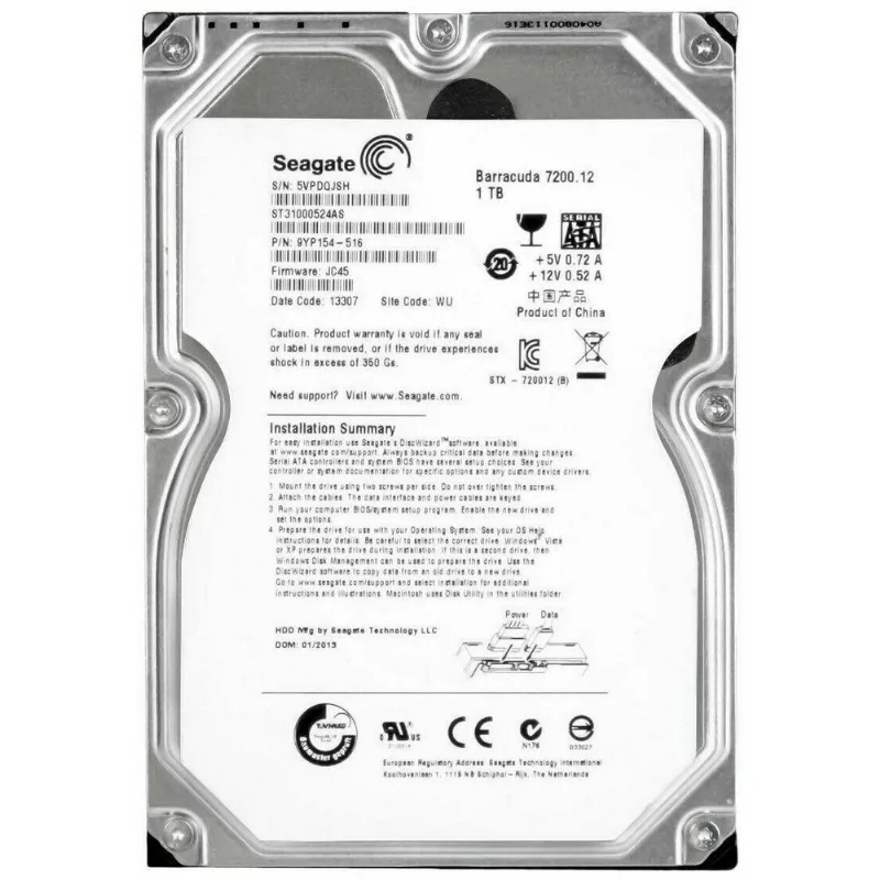Hd Sata Seagate 1tb 7.2k 3.5 St31000524as