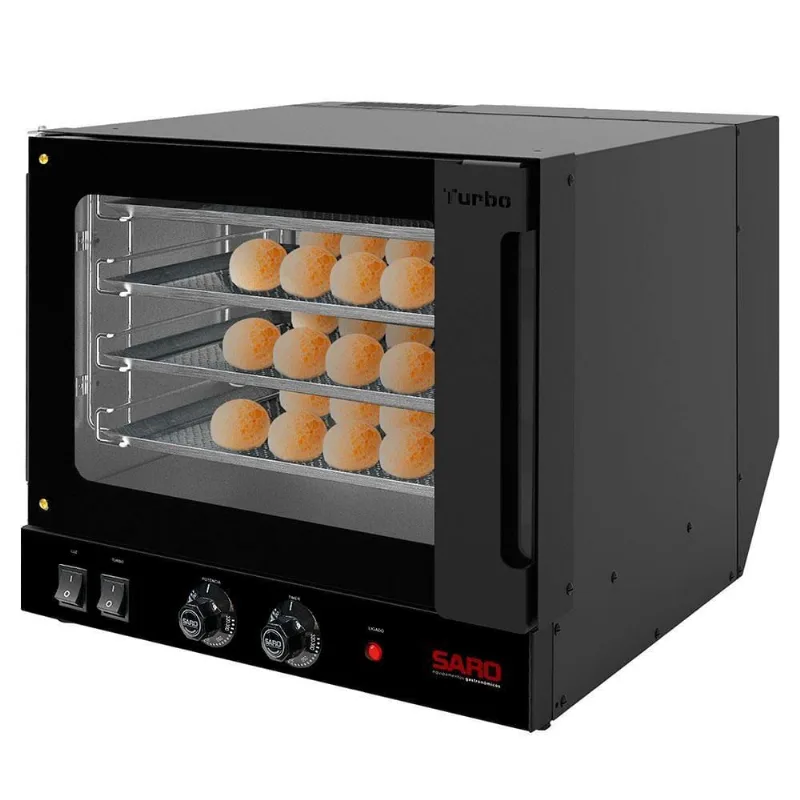 Forno Assador Saro Turbo Elétrico Industrial Timer Com 4 Esteiras 35x35cm 220V FT22