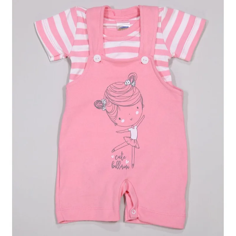 Jardineira/Body - 2680 De 3 a 9 meses Rosa - G