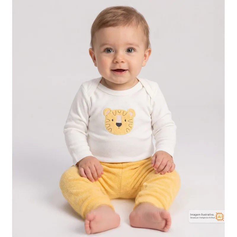 Conjunto Body Tigre Amarelo Amarelo - G