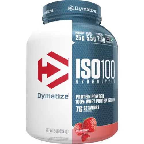 Dymatize Iso100 Hydrolyzed 100 Whey Protein Isolate Strawberry 5 Lbs - DYMATIZE - Mercearia