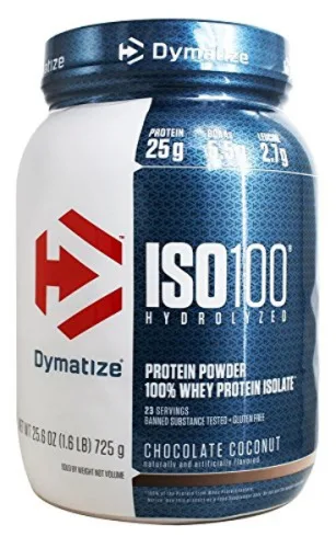 Dymatize Nutrition Iso 100 100 Hydrolyzed Whey Protein Isolate Chocolate Coconut 1.6 Lb. - DYMATIZE - Mercearia