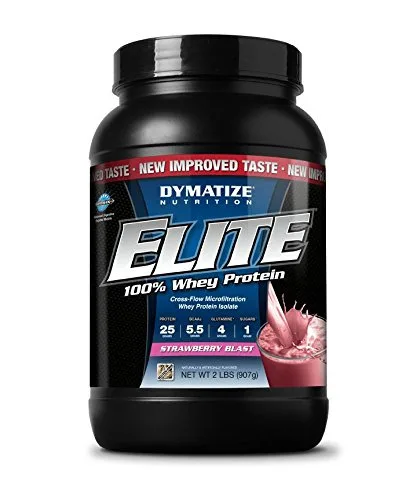 Dymatize Nutrition Elite Whey Shake, Strawberry Blast, 2 Pound - DYMATIZE - Mercearia