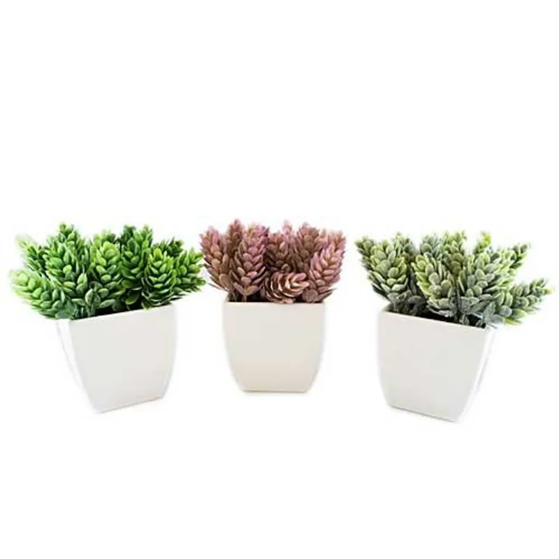 Conjunto De Plantas Artificiais Latcor 3 Peças Plástico Branco - BX-ASST17