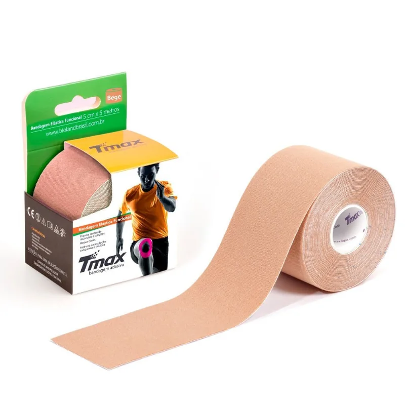 Bandagem Elástica Kinesio TMax 5cm x 5m Bege