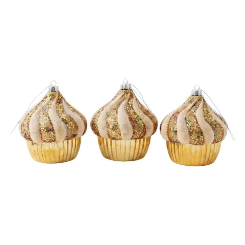Bola Natalina Derby Cupcake 3 Unidades 8cm (MP)