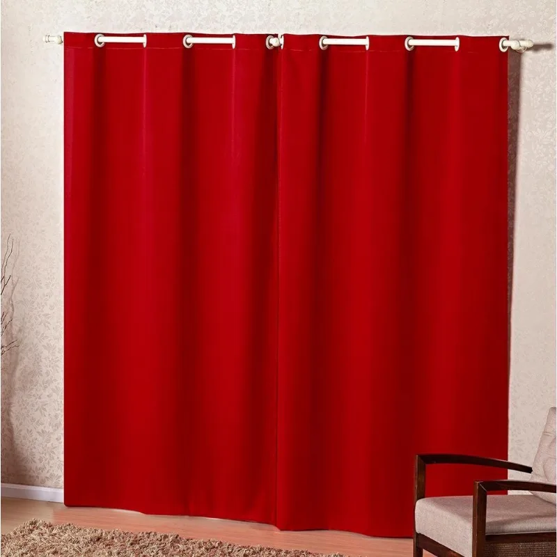 Cortina Roma 3,00X2,50 Com Ilhós Para Varão Vermelha