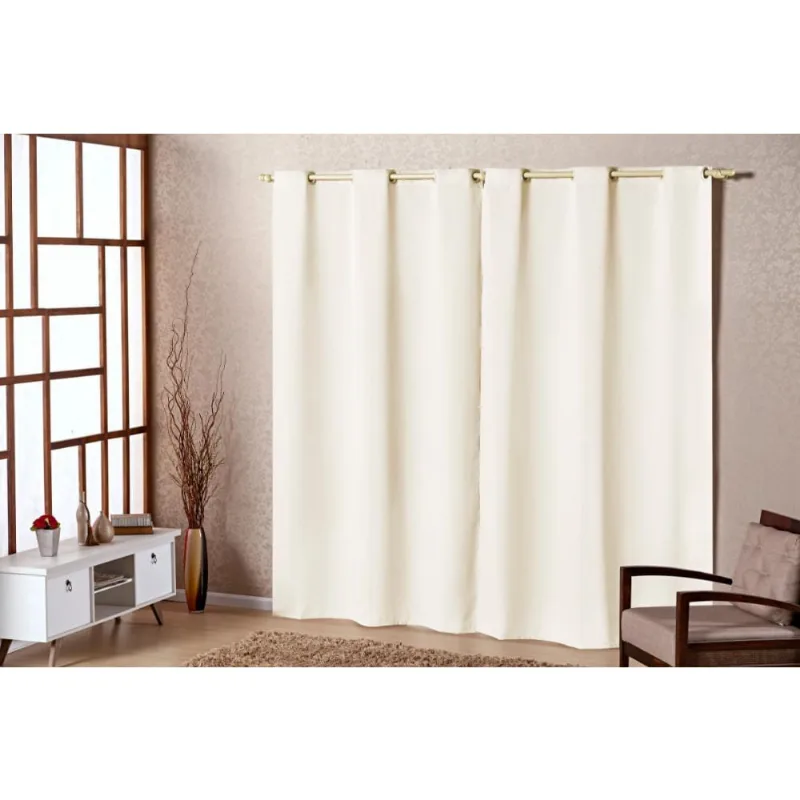 Cortina Roma Oxford 3,00M X 2,50M Com Ilhos Para Varão Palha