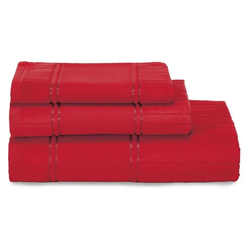Jogo de Banho Dohler Artesanalle Barrado Liso 3 Peças Vermelho