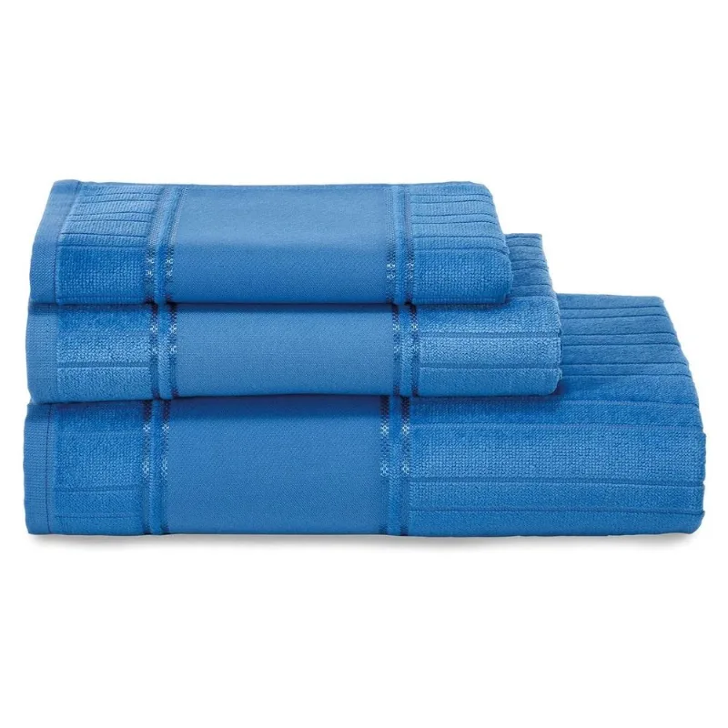 Jogo de Banho Dohler Artesanalle Barrado Liso 3 Peças Azul Royal
