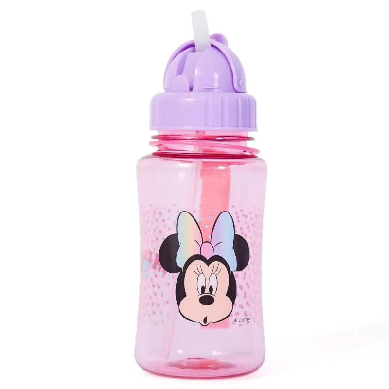 Garrafa Escolar 350ml Minnie com Canudo Lilás U / Lilas
