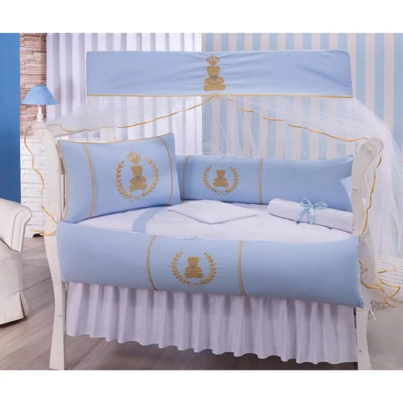 Kit Mini-Berço Menino 11 Peças - U. Encantado Azul Claro