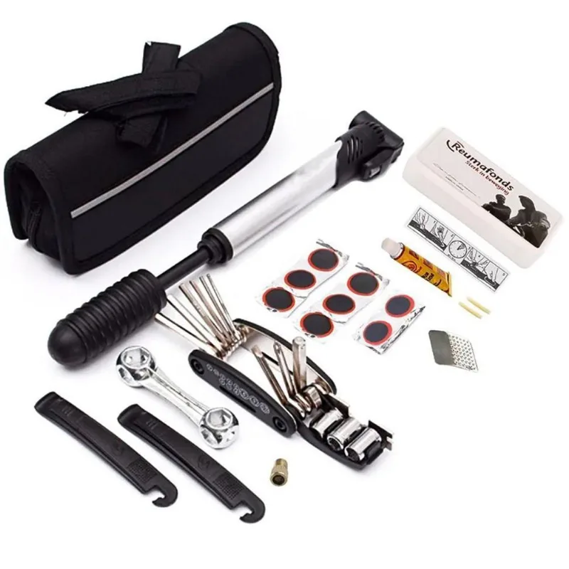 Kit Reparo Bicicleta Bolsa Chaves Quadro Remendo Pneu Bike