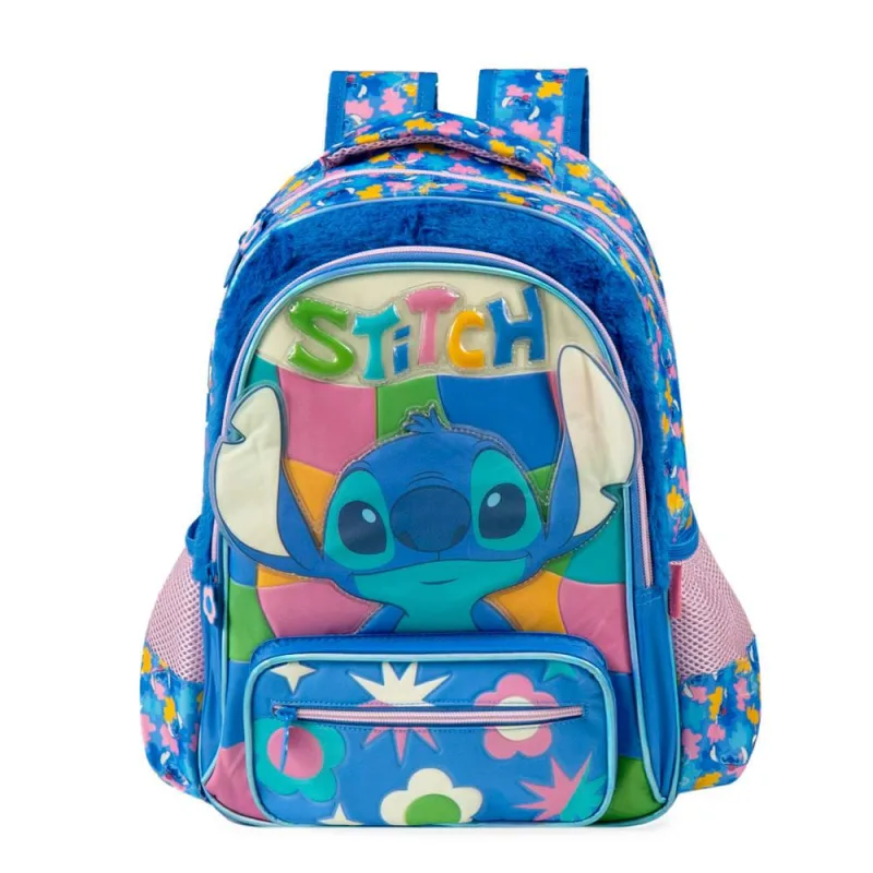 Mochila Escolar Feminina Infantil Stitch Azul - Disney - Livros E Papelaria