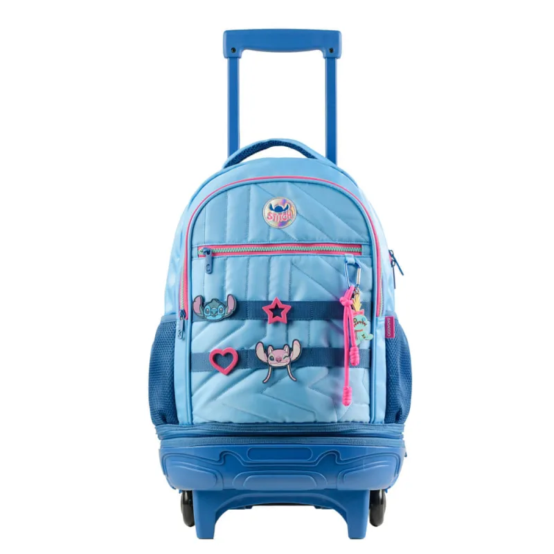 Mochila de Rodinhas 2 em 1 Carrinho Removível Stitch Star - Disney - Escolar