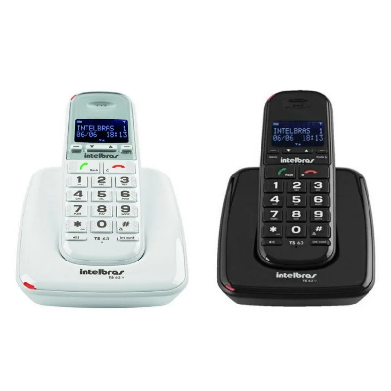 Kit Telefone Sem Fio Ts 63 V E Ramal Intelbras Branco Preto