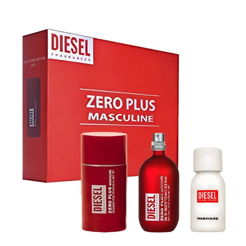Kit Diesel Zero Plus Masculine Edt 75ml + 30ml + Deo 75ml NULO