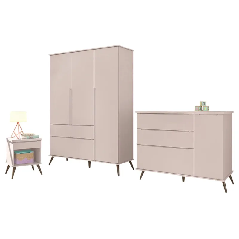 Quarto Infantil Completo Melinda Rosê Phoenix Baby - Não Disponível - Móveis