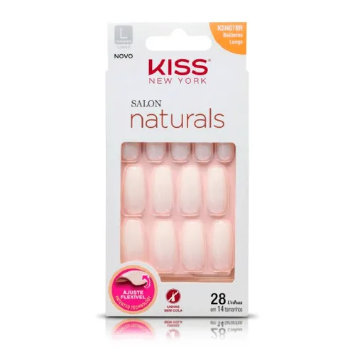 UNHAS POSTIÇAS KISS NEW YORK SALON NATURALS 28 UNIDADES - KISS NEW YORK - Beleza