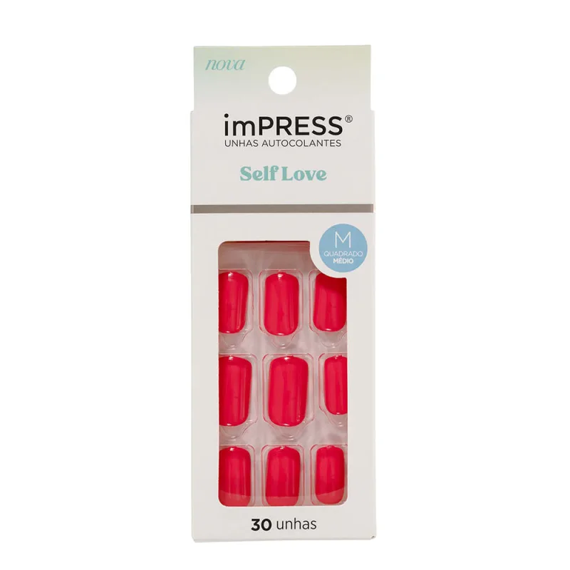Unhas Autocolantes Impress Kiss Ny Self Love 220v Médio 30 Unidades - KISS - Beleza