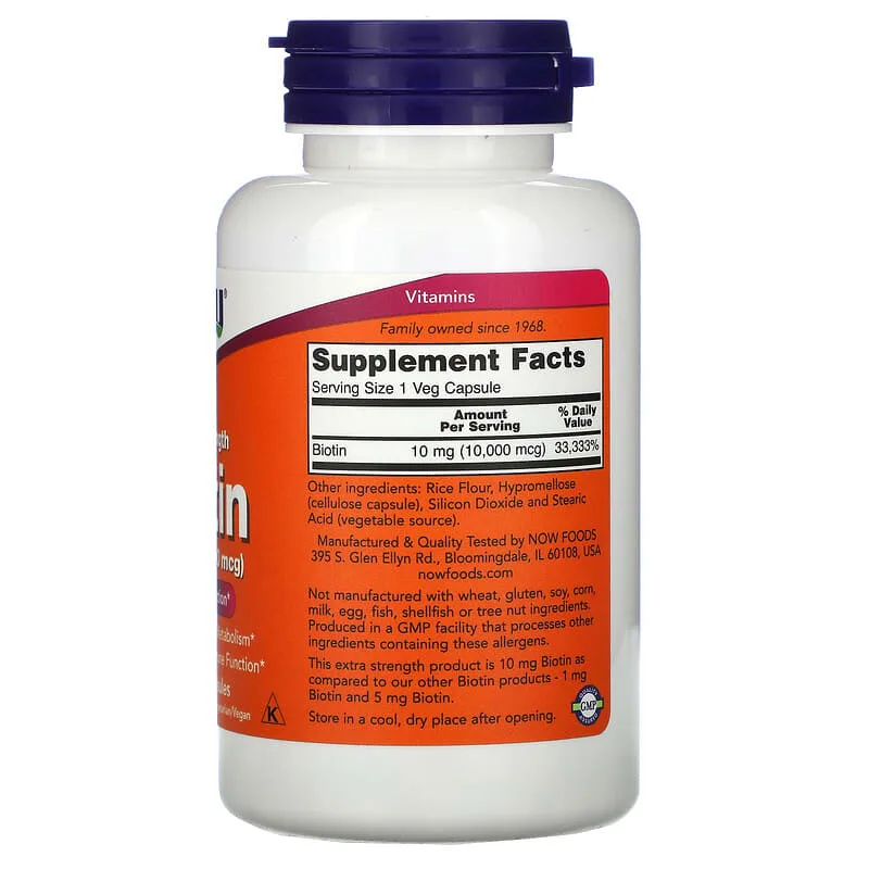 Biotina 10000mcg (120 Vegetarian Capsules) - Now Foods