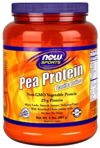 Now Foods Pea Protein Supplement, Vanilla Toffee, 2 Pound - NOW FOODS - Mercearia