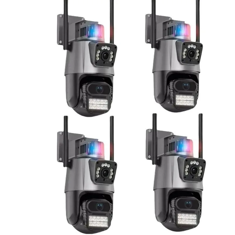 Kit Câmera de Segurança Wi-Fi P11 IP 4K 8MP com Sirene Policial para Ambiente Interno Externo Cinza