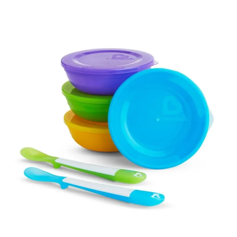 Kit Munchkin Tigelas 4 Unidades + 2 Colheres - SYLINK - Mundo Infantil