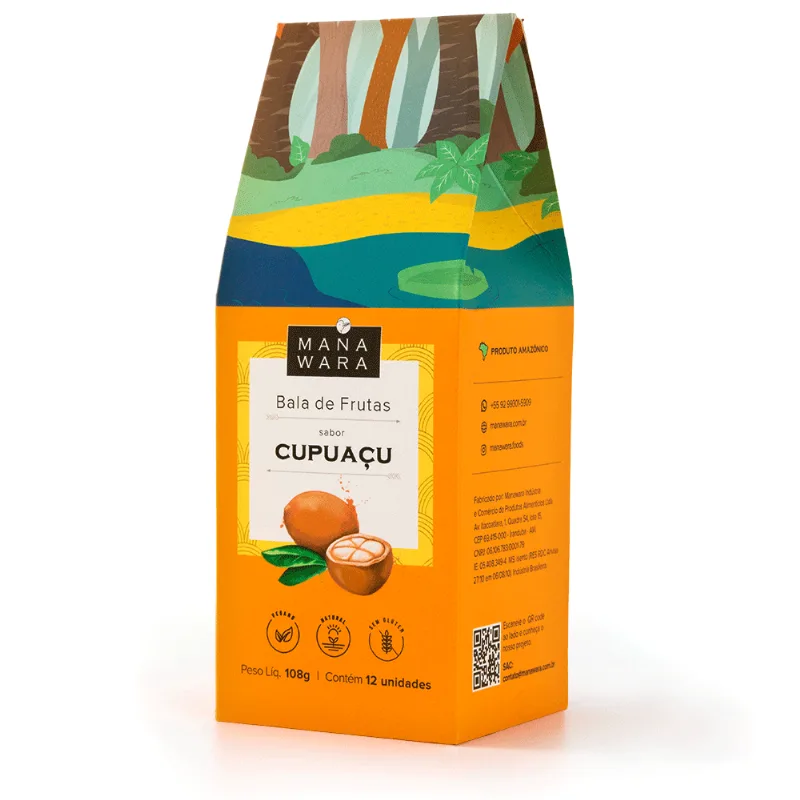 Bala Mastigável Manawara Frutas Cupuaçu 108g Bala De Frutas Sabor Cupuaçu Manawara