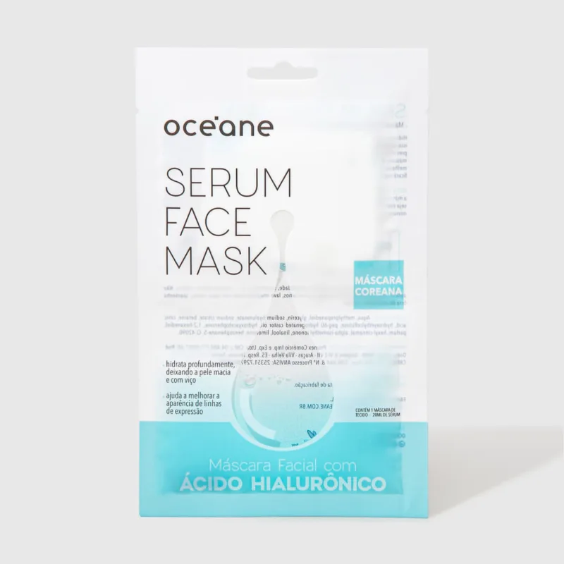 Máscara Facial com Ácido Hialurônico - Serum Face Mask 20ml - Oceane - Máscara Facial