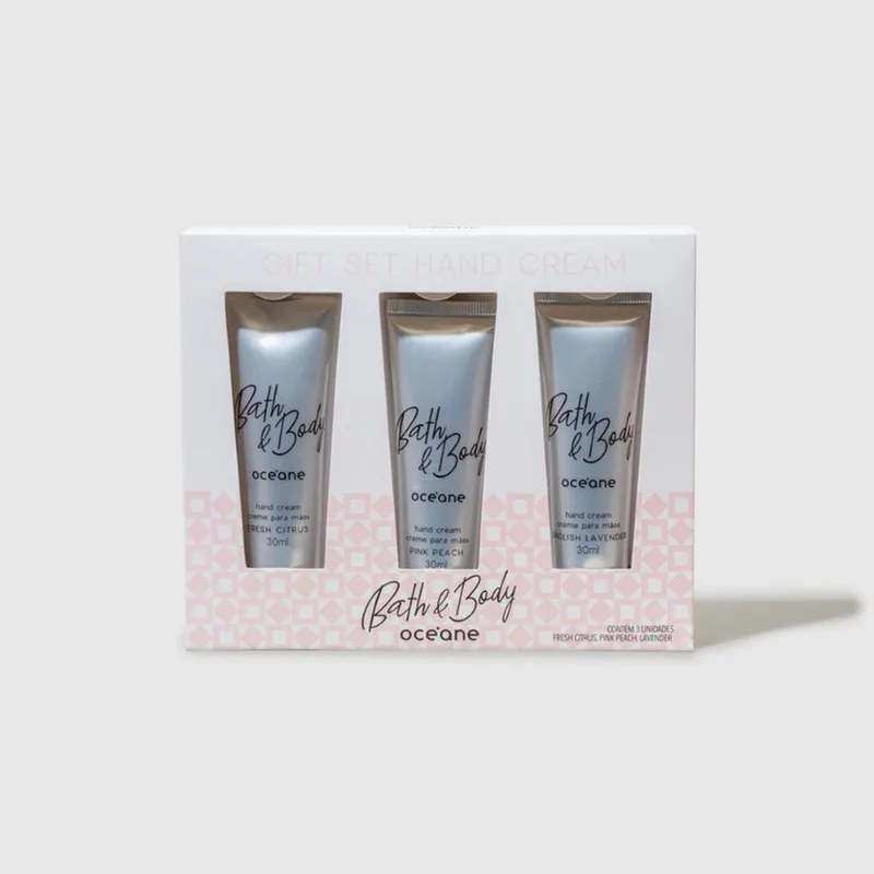 Creme para Mãos Oceane Bath & Body Kit com 3 Unidades 30ml Cada
