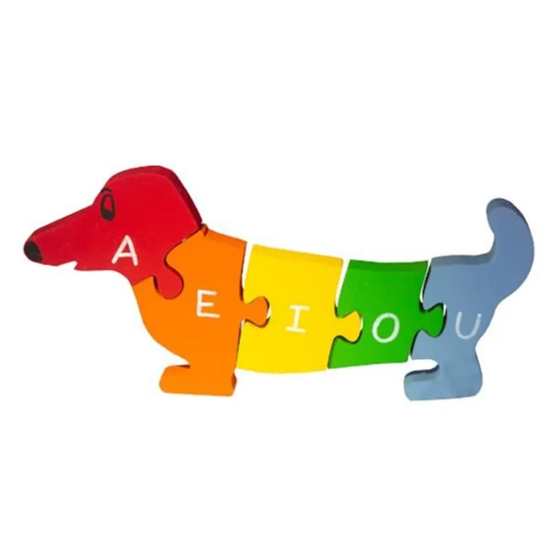 Quebra Cabeça Cachorro com Vogais e Números - 1 a 5