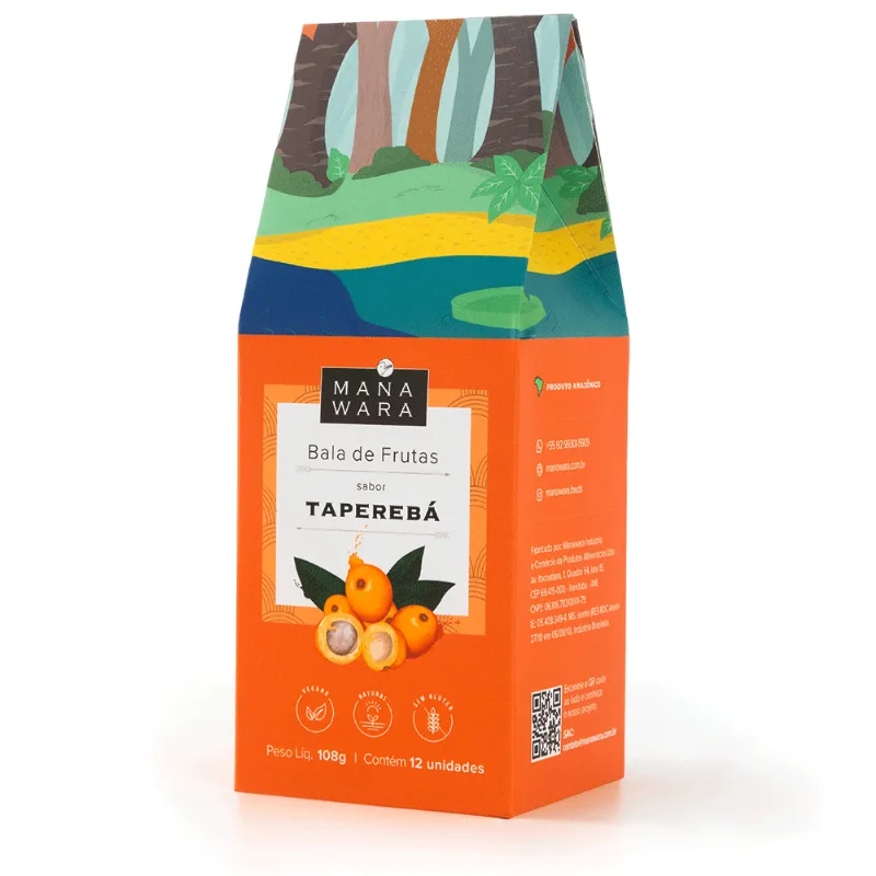Bala Mastigável Manawara Frutas Taperebá 108g Bala de Frutas MANAWARA Sabor de Taperebá Pacote 108g