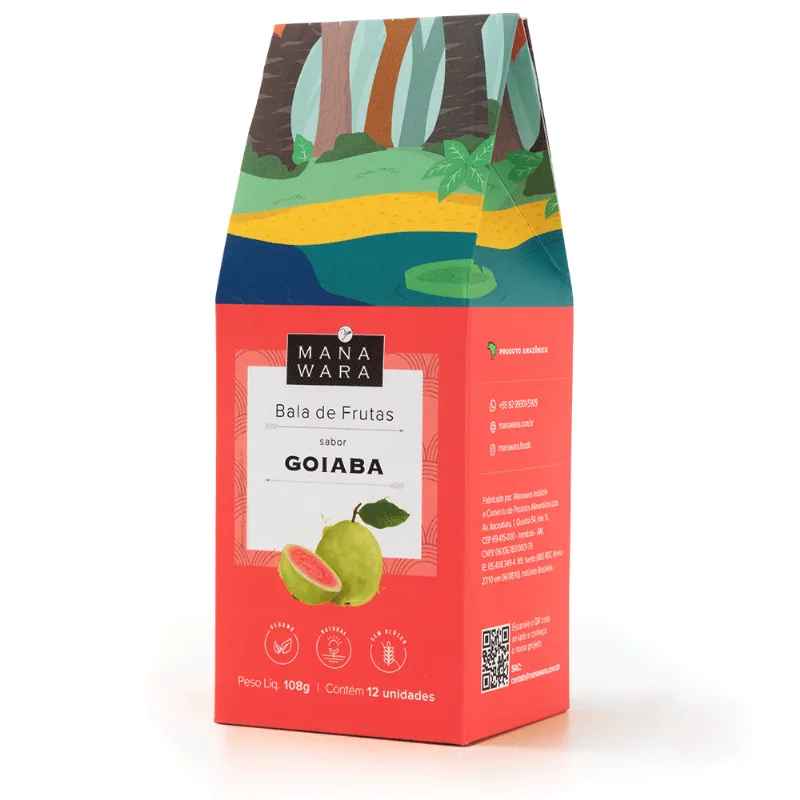 BALA MANAWA 108G GOIAB Bala de Frutas MANAWARA Sabor Goiaba Pacote 108g