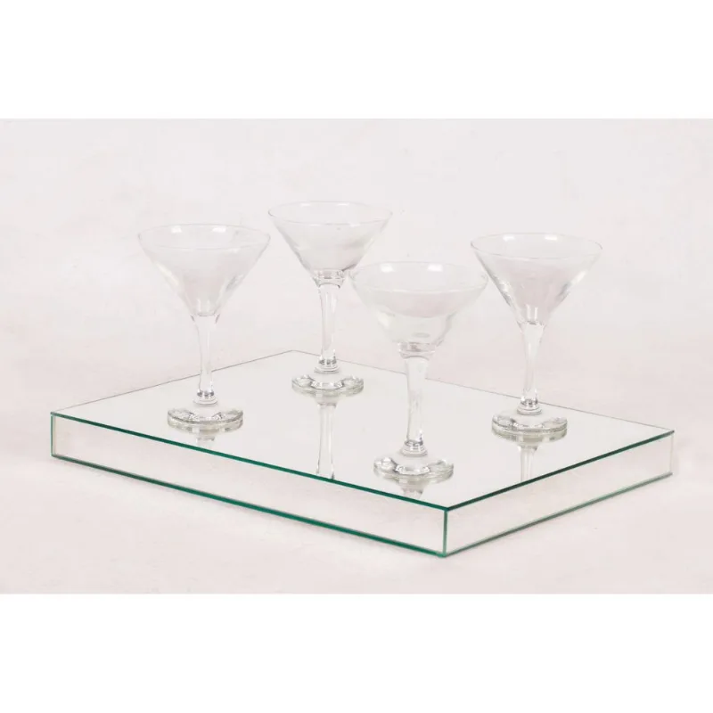 Bandeja Espelho Prata Decoração 50x30 Inova Decor