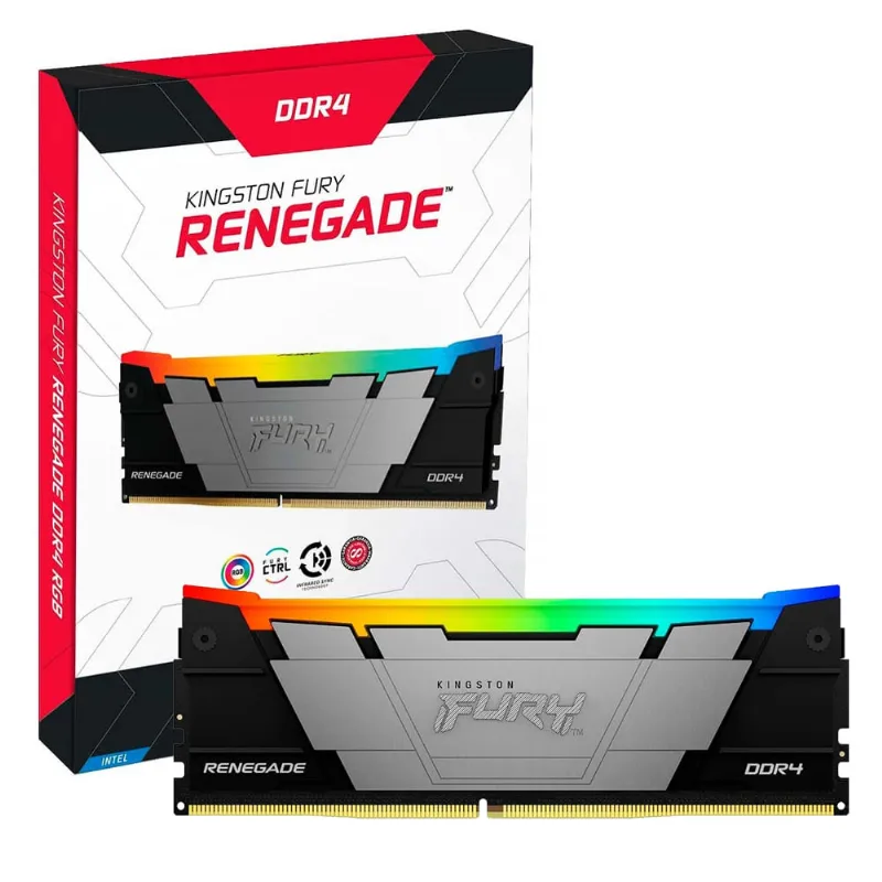 Memória Para Pc Kingston Fury Renegade Rgb 8gb 3200mhz Ddr4 - Kf432c16rb2a/8 - 6365