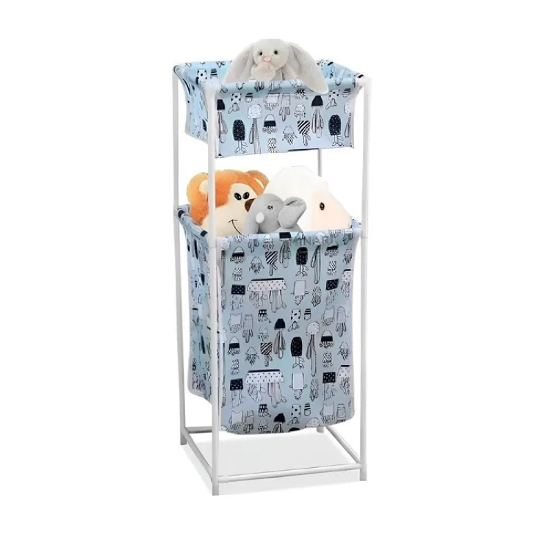 Cesto de Roupa Suja Duplo 2 Andares 30CM com Tecido Oxford e Estrutura em Ferro - OUTRAS - Artesanato