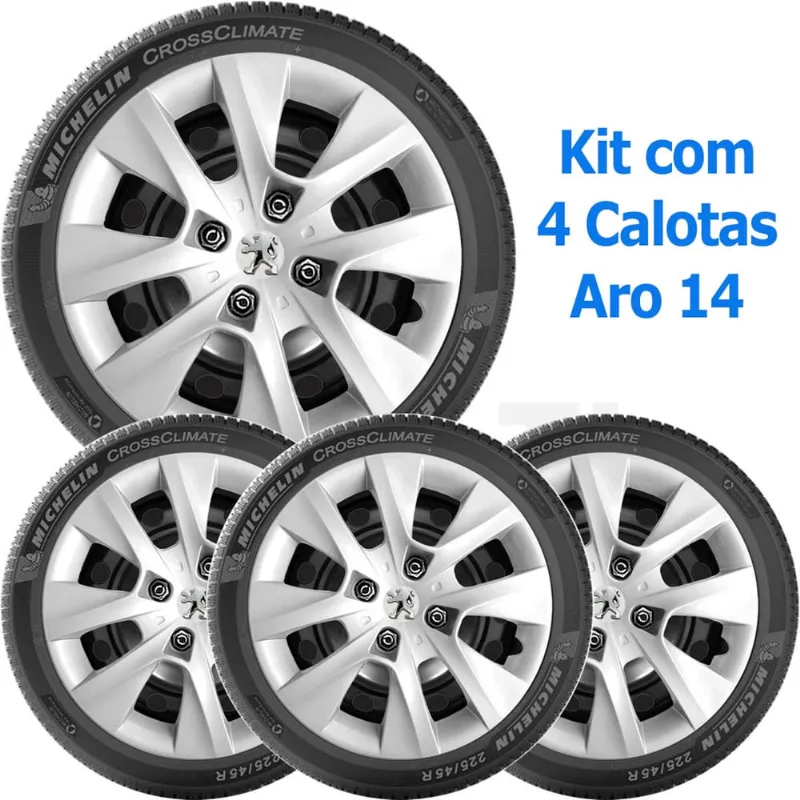 4x Calota Peugeot 206 207 208 Aro 14 com Emblema Boton 410cb