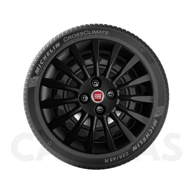 Kit 4x Calota Fiat Punto Aro 15 Preto Emblema Original 216cp
