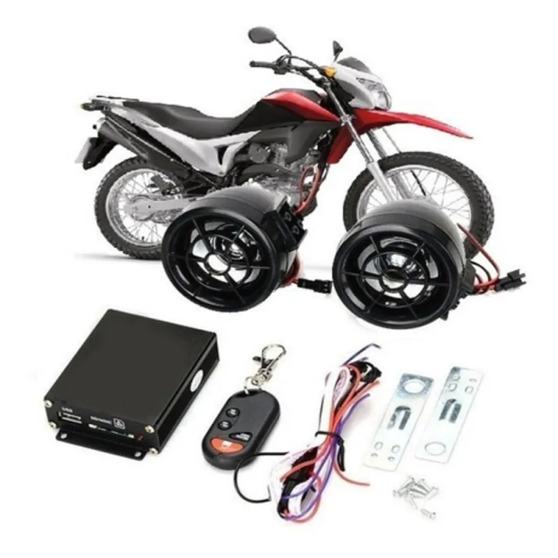 Kit completo alarme bluetooth para moto com trava anti furto caixa de som MP3 rádio fm USB E controle remoto - Não Disponível - Automotivo
