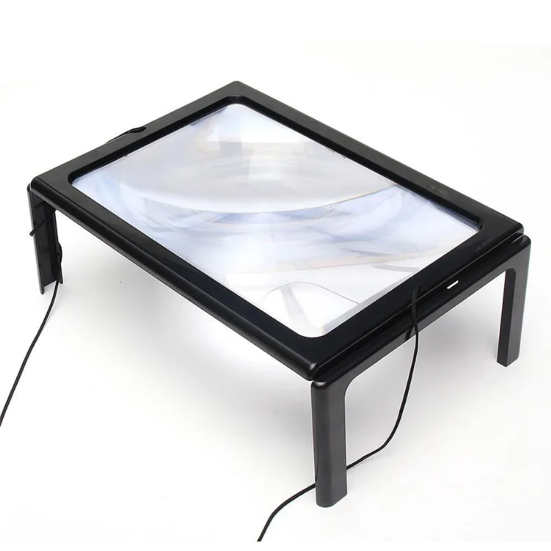 Lupa de mesa A4 3X com LED E suporte mãos livres para leitura