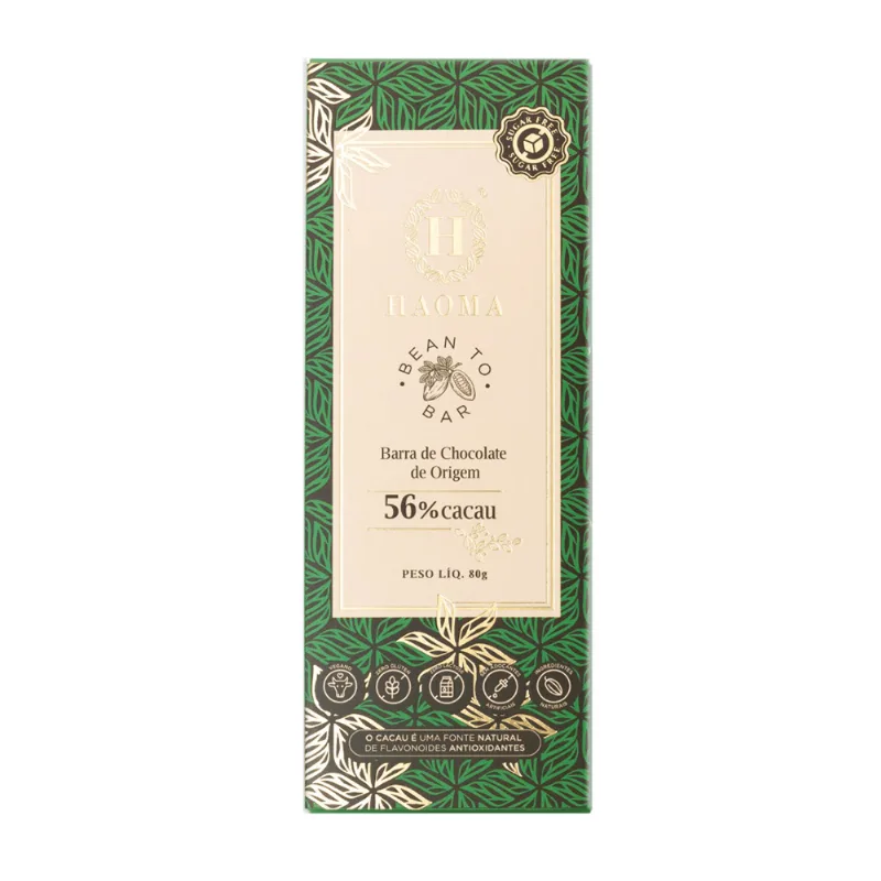 Chocolate 56% Cacau Haoma Sem Glúten E Sem Lactose 80g